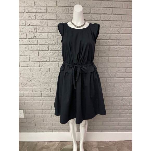 Couture Brooch Women Black Pleated Cinch Waist Dress Size 38 (M) - Picture 2 of 12